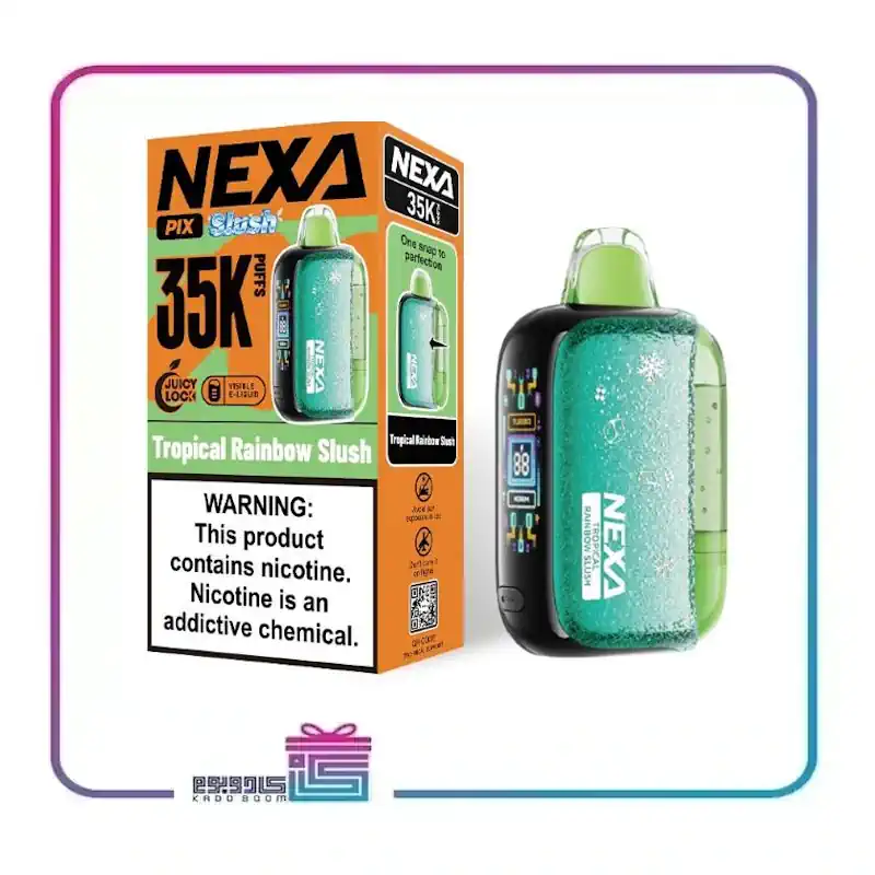 پاد یکبار مصرف نکسا طعم رنگین کمان میوه های استوایی 35 هزار پاف nexa disposable pod 35000 puff